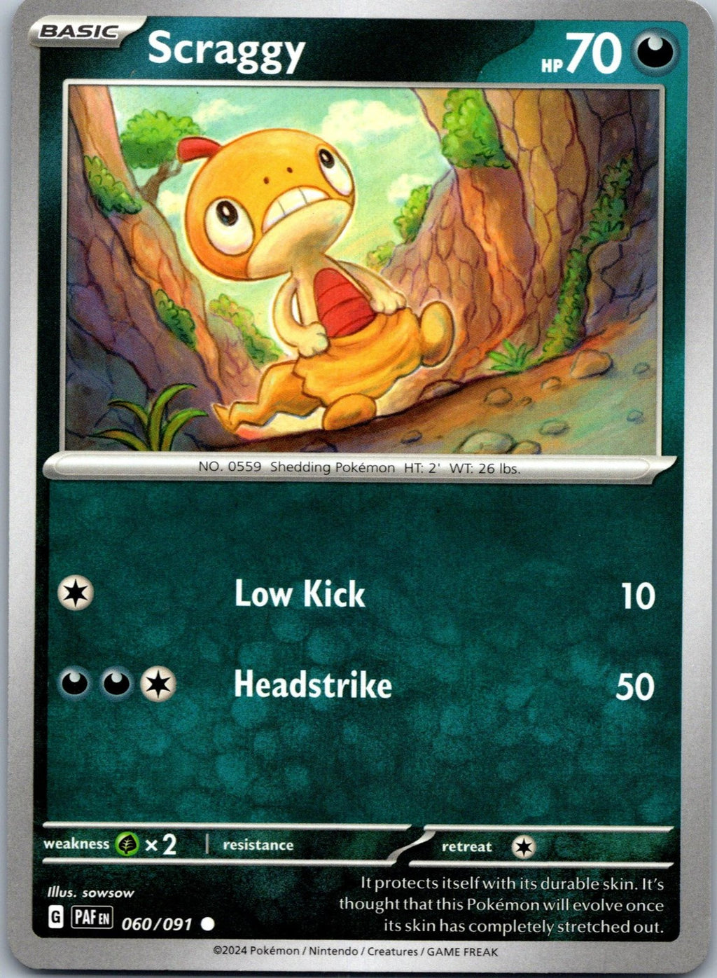 Scraggy 060/091 Common Paldean Fates Pokemon Near Mint
