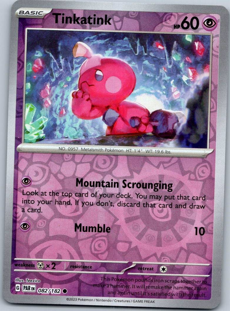 Tinkatink 082/182 Common Paradox Rift Pokemon Reverse Holo Near Mint