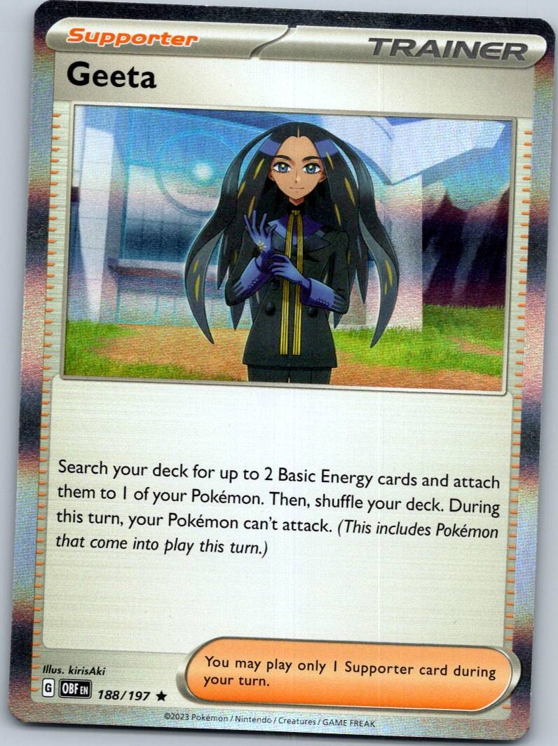 Geeta 188/197 Rare Obsidian Flames Pokemon Near Mint
