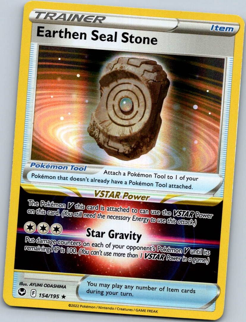 Earthen Seal Stone 154/195 Holo Rare Silver Tempest Pokemon Near Mint