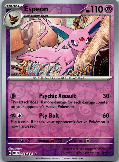Espeon 033/131 Holo Rare SV: Prismatic Evolutions Pokemon Near Mint