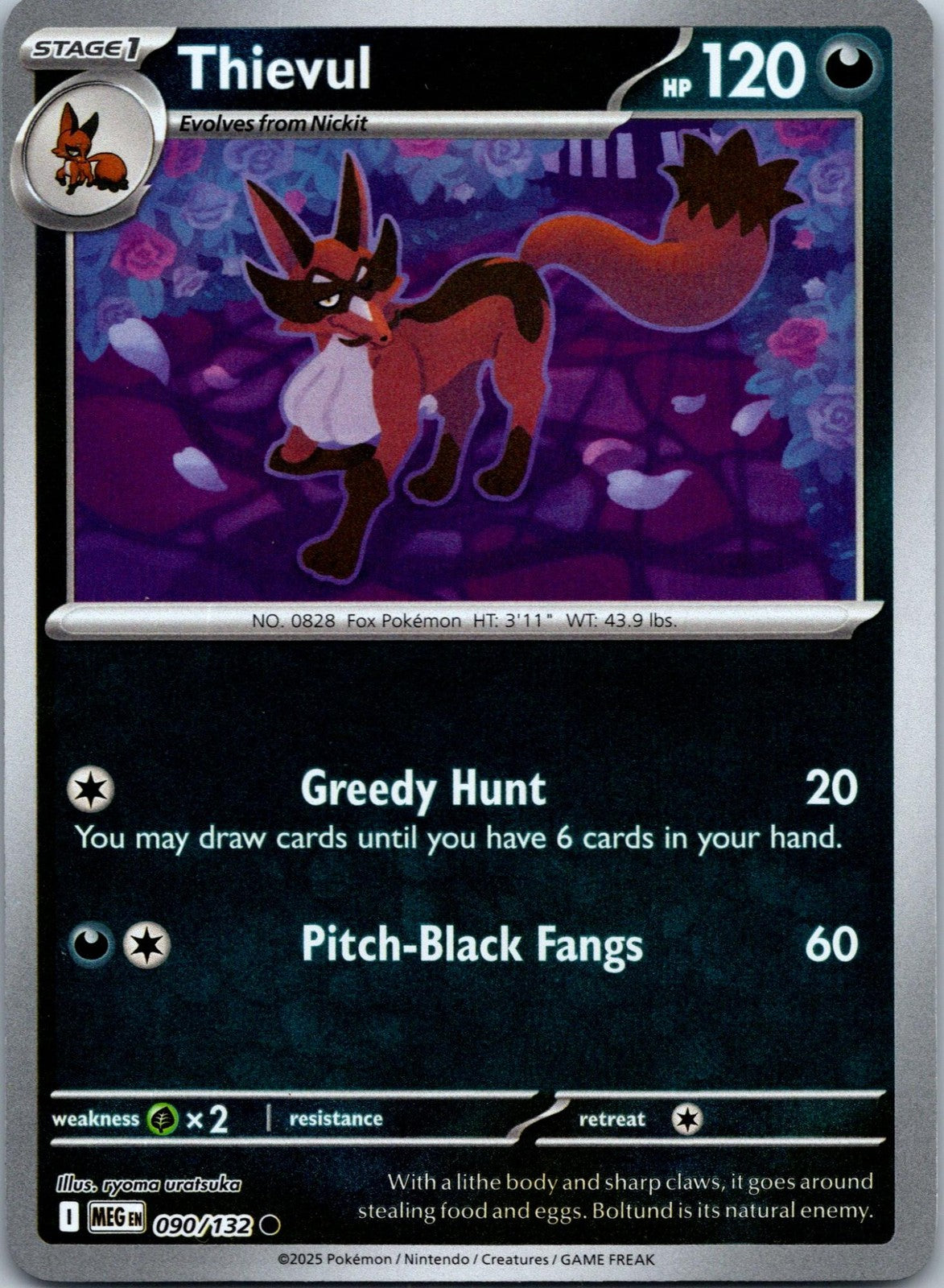 Thievul 090/132 Common Mega Evolution Pokemon Near Mint
