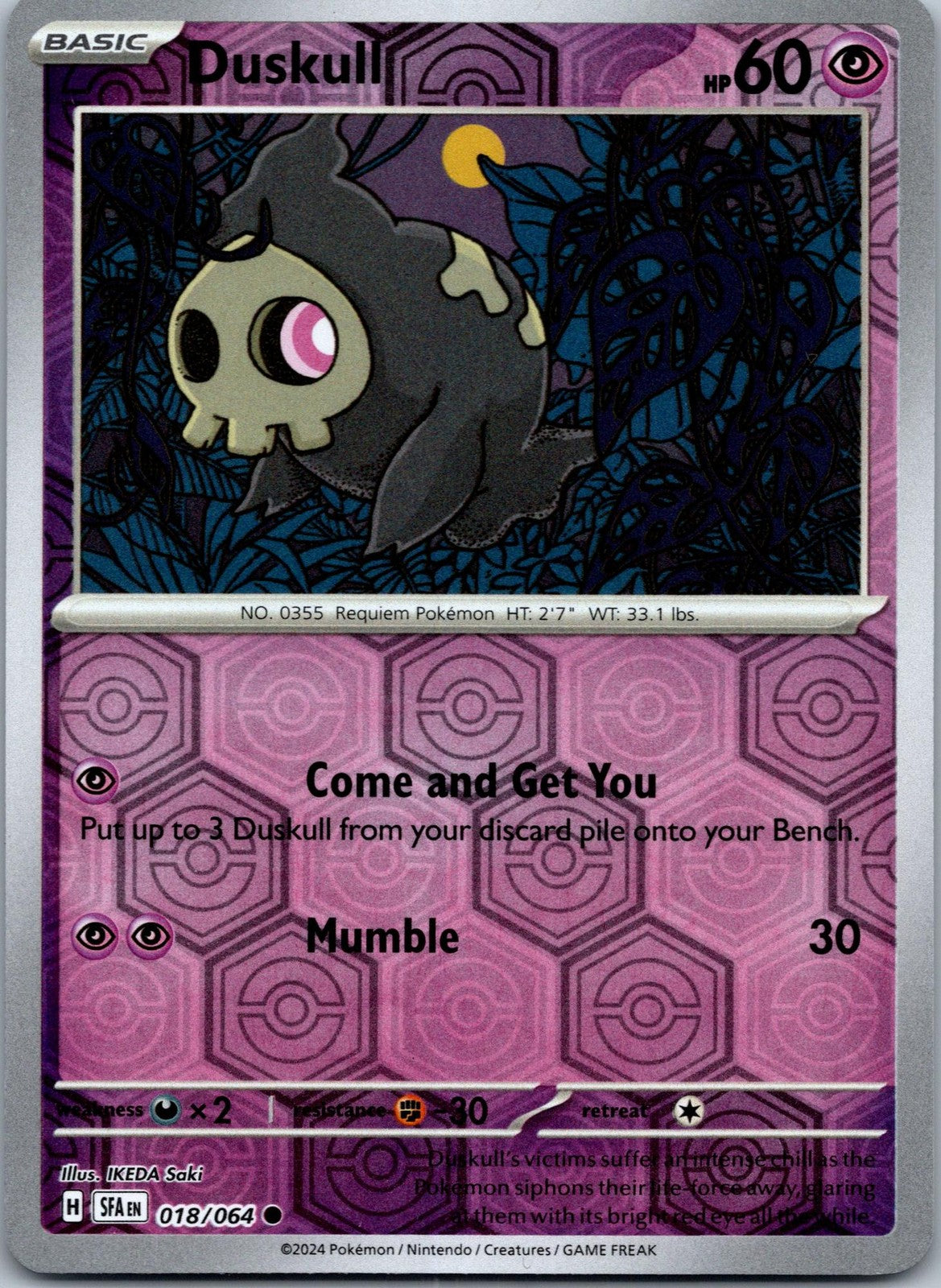 Duskull 018/064 Common Shrouded Fable Pokemon Near Mint