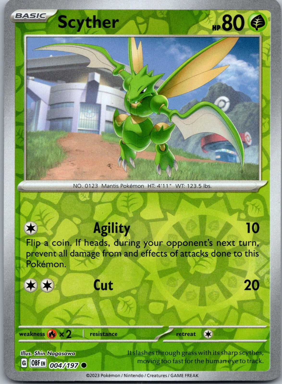 Scyther 004/197 Common Obsidian Flames Pokemon Near Mint