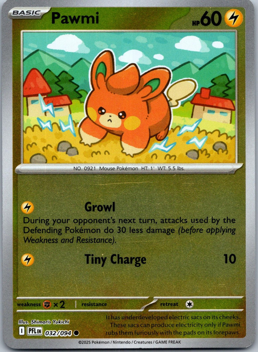 Pawmi 032/094 Common Phantasmal Flames Pokemon Near Mint