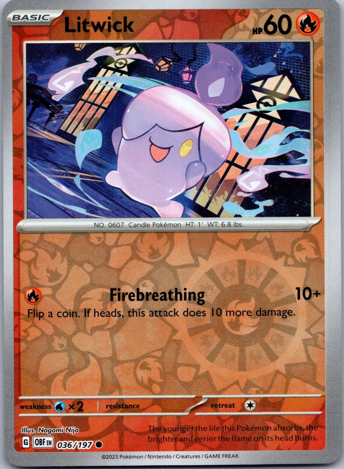 Litwick 036/197 Common Obsidian Flames Pokemon Near Mint