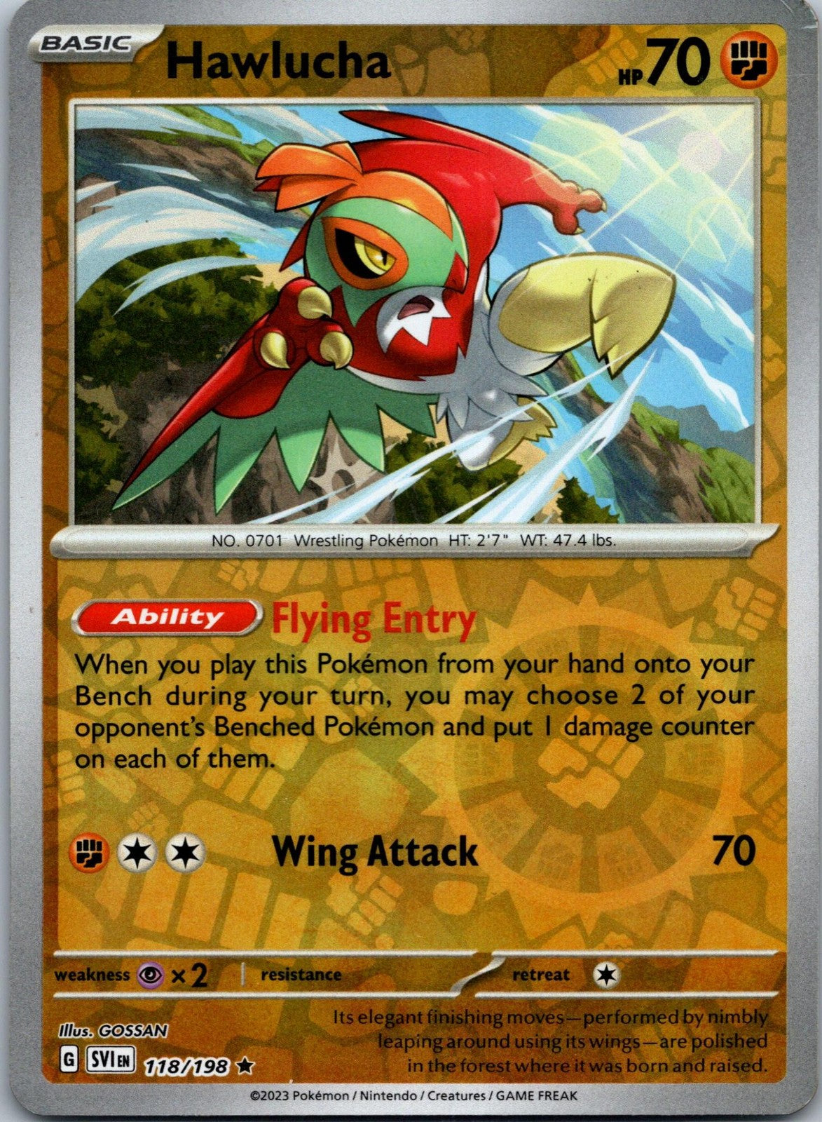 Hawlucha 118/198 Rare Scarlet & Violet Pokemon Near Mint