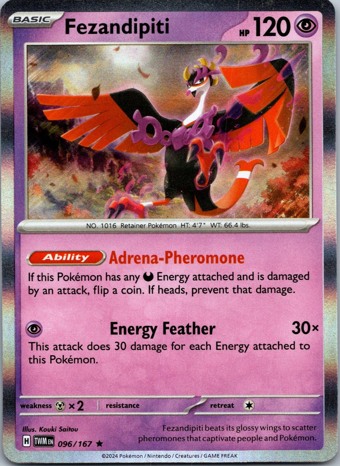 Fezandipiti 096/167 Rare Twilight Masquerade Pokemon Near Mint