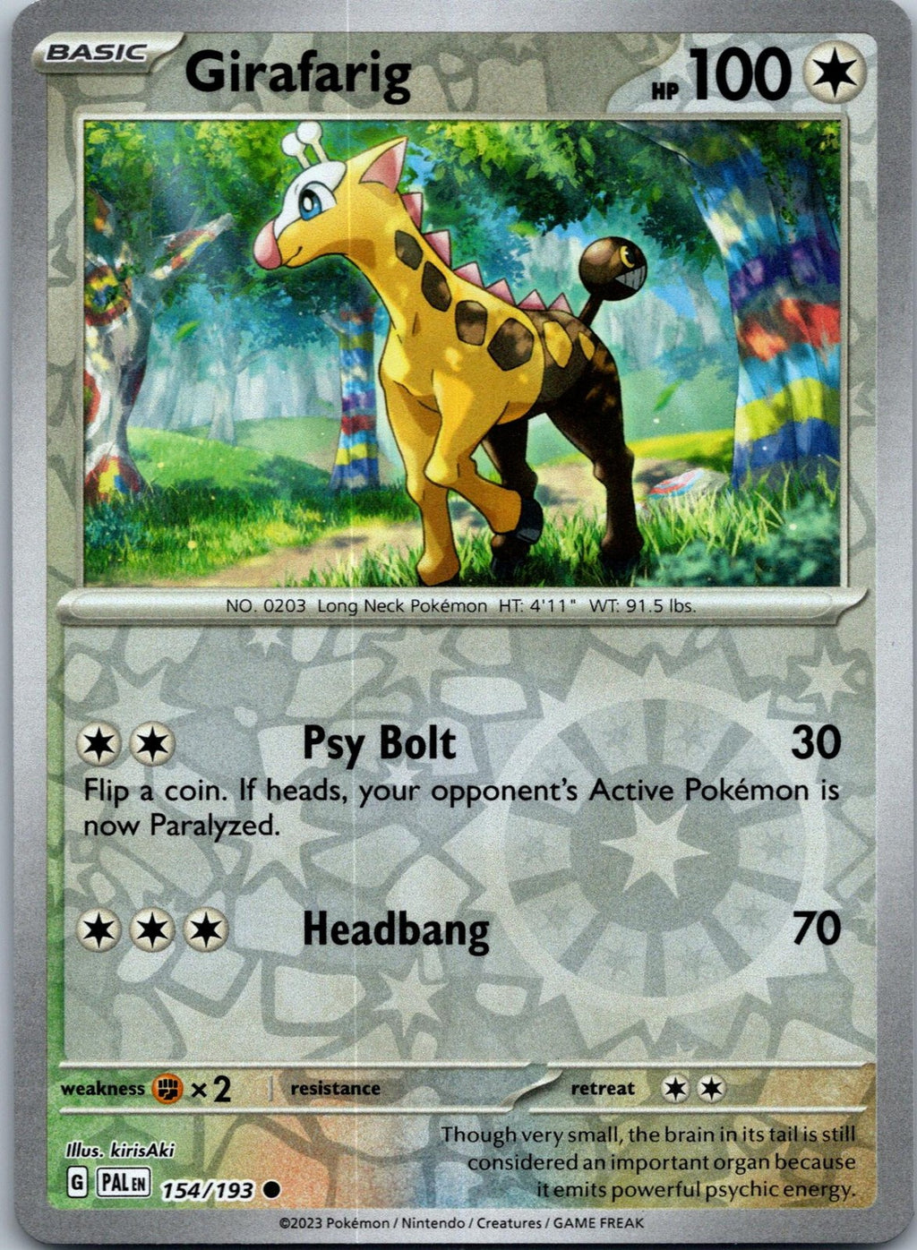 Girafarig 154/193 Common Paldea Evolved Pokemon Near Mint