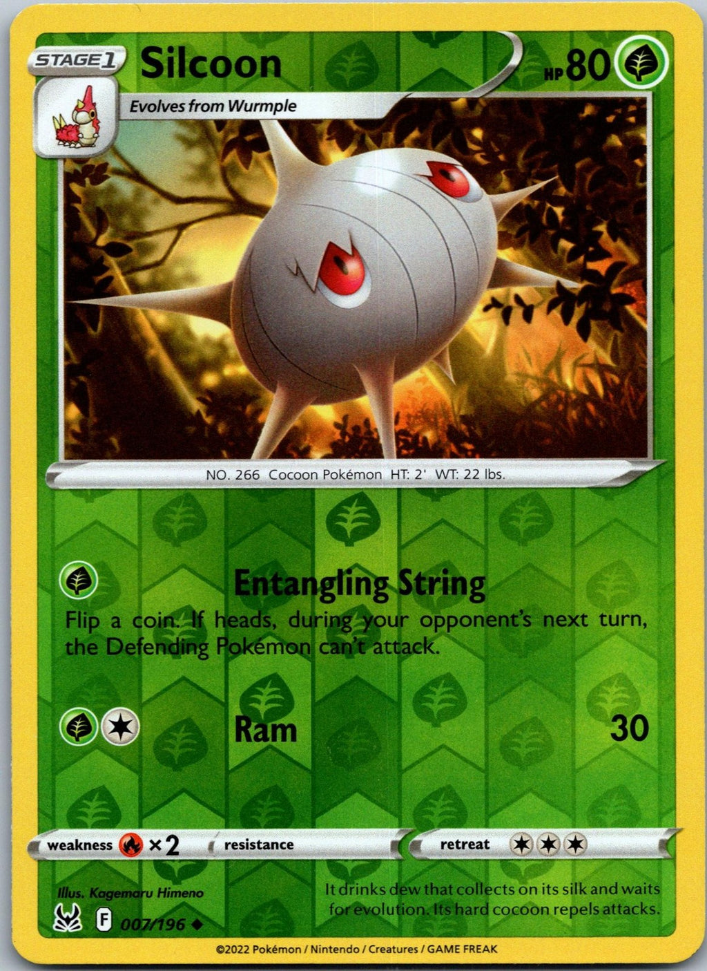 Silcoon 007/196 Uncommon Lost Origin Pokemon Near Mint