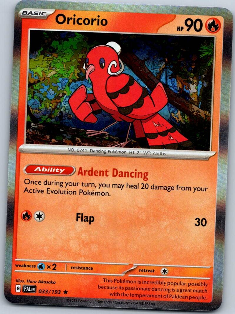 Oricorio 033/193 Rare Paldea Evolved Pokemon Near Mint