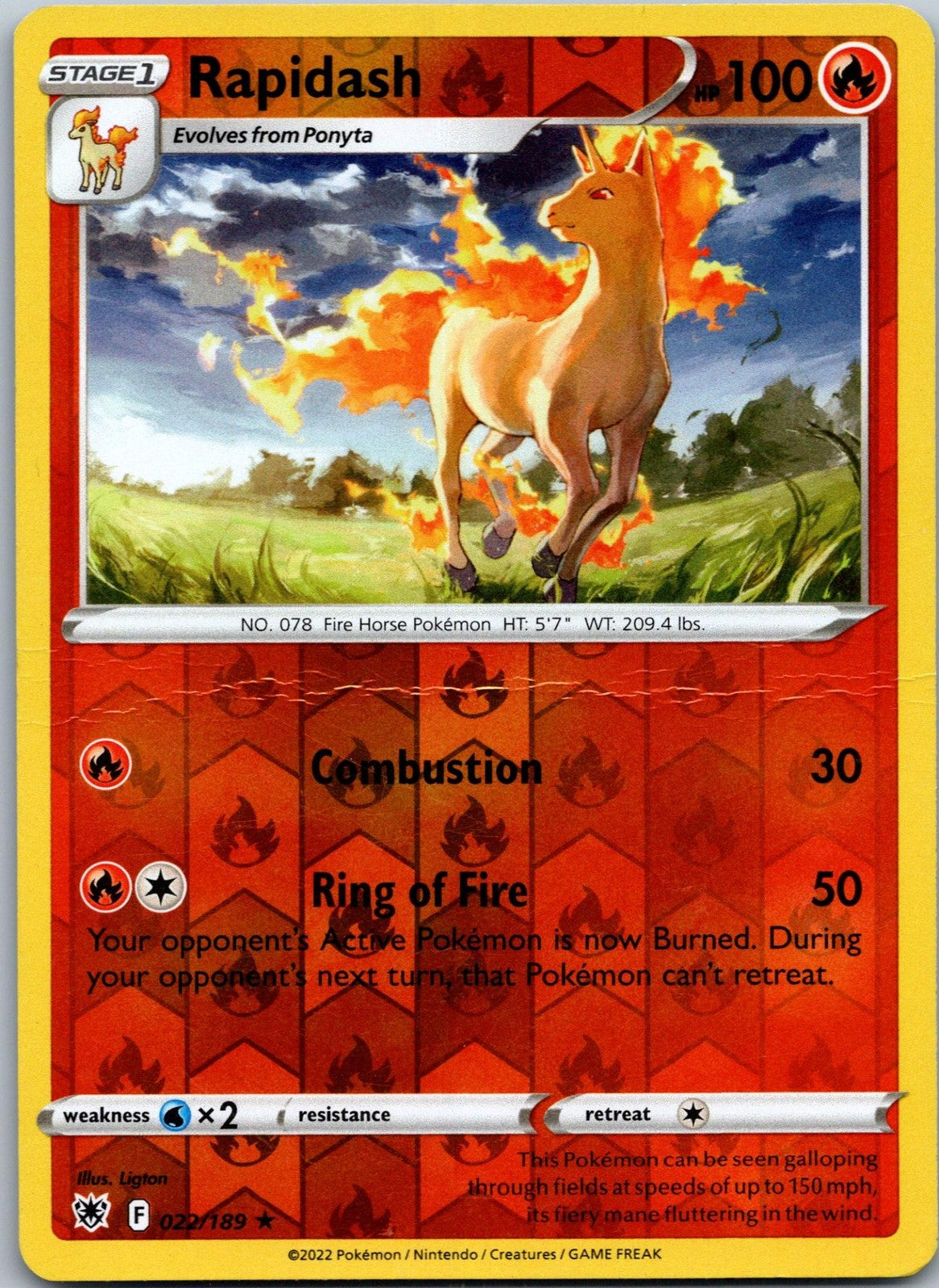 Rapidash 022/189 Rare Astral Radiance Pokemon Near Mint