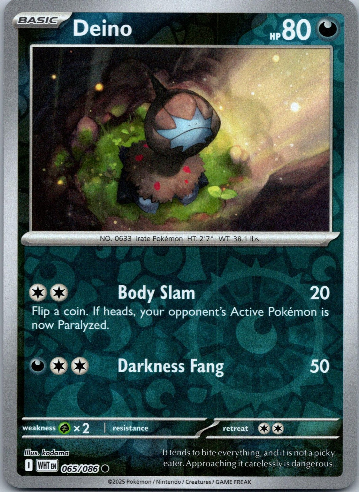 Deino 065/086 Common White Flare Pokemon Near Mint