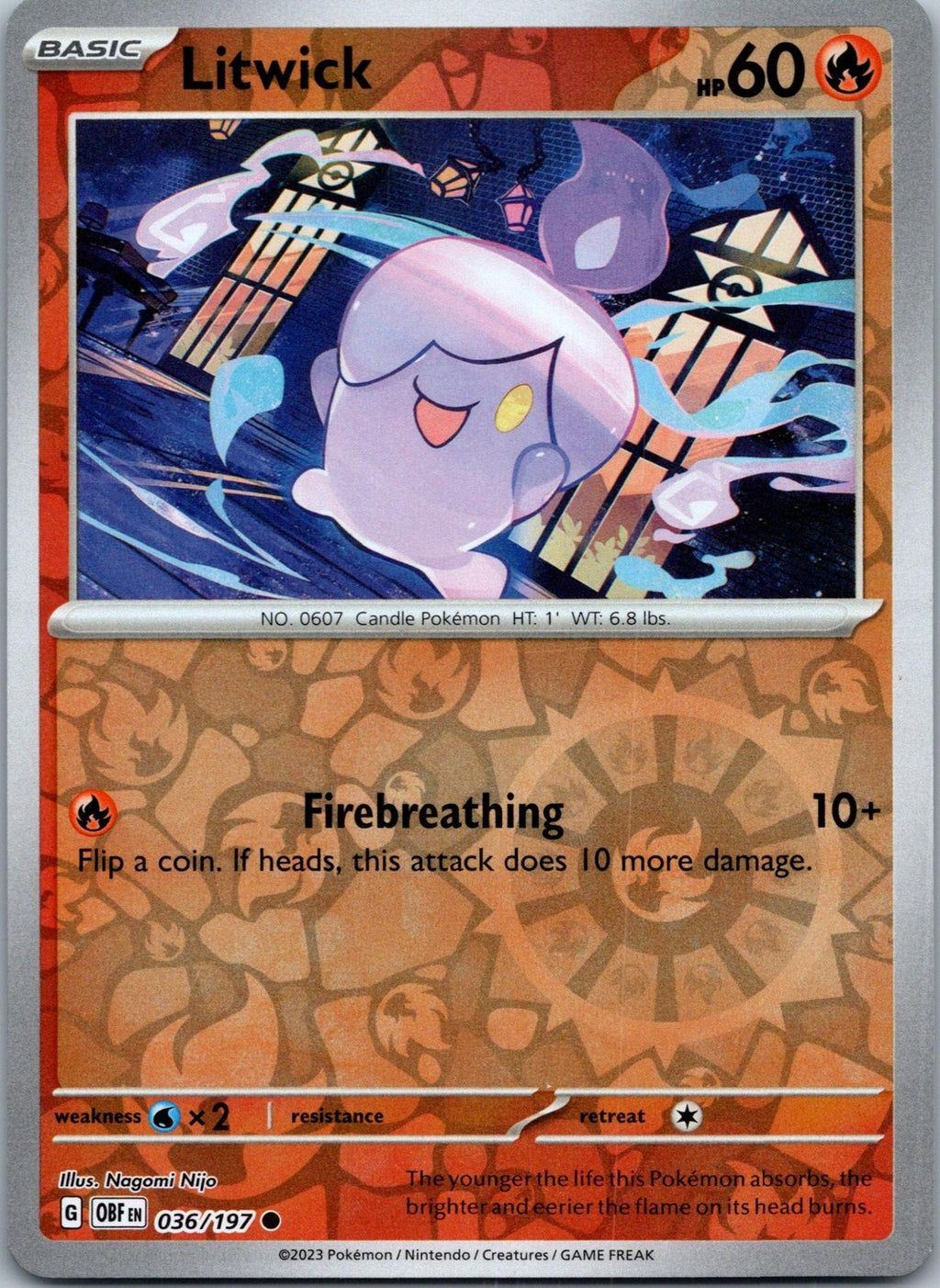 Litwick 036/197 Common Obsidian Flames Pokemon Near Mint