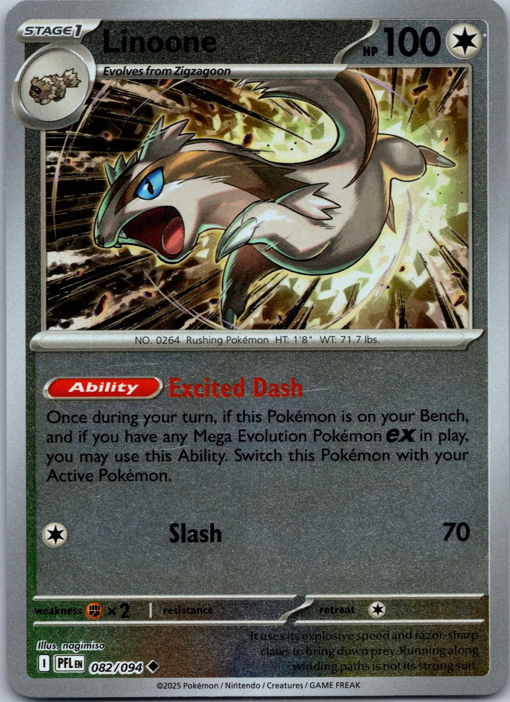Linoone 082/094 Uncommon Phantasmal Flames Pokemon Near Mint