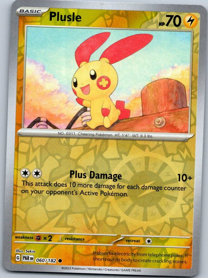 Plusle 060/182 Common Paradox Rift Pokemon Reverse Holo Near Mint