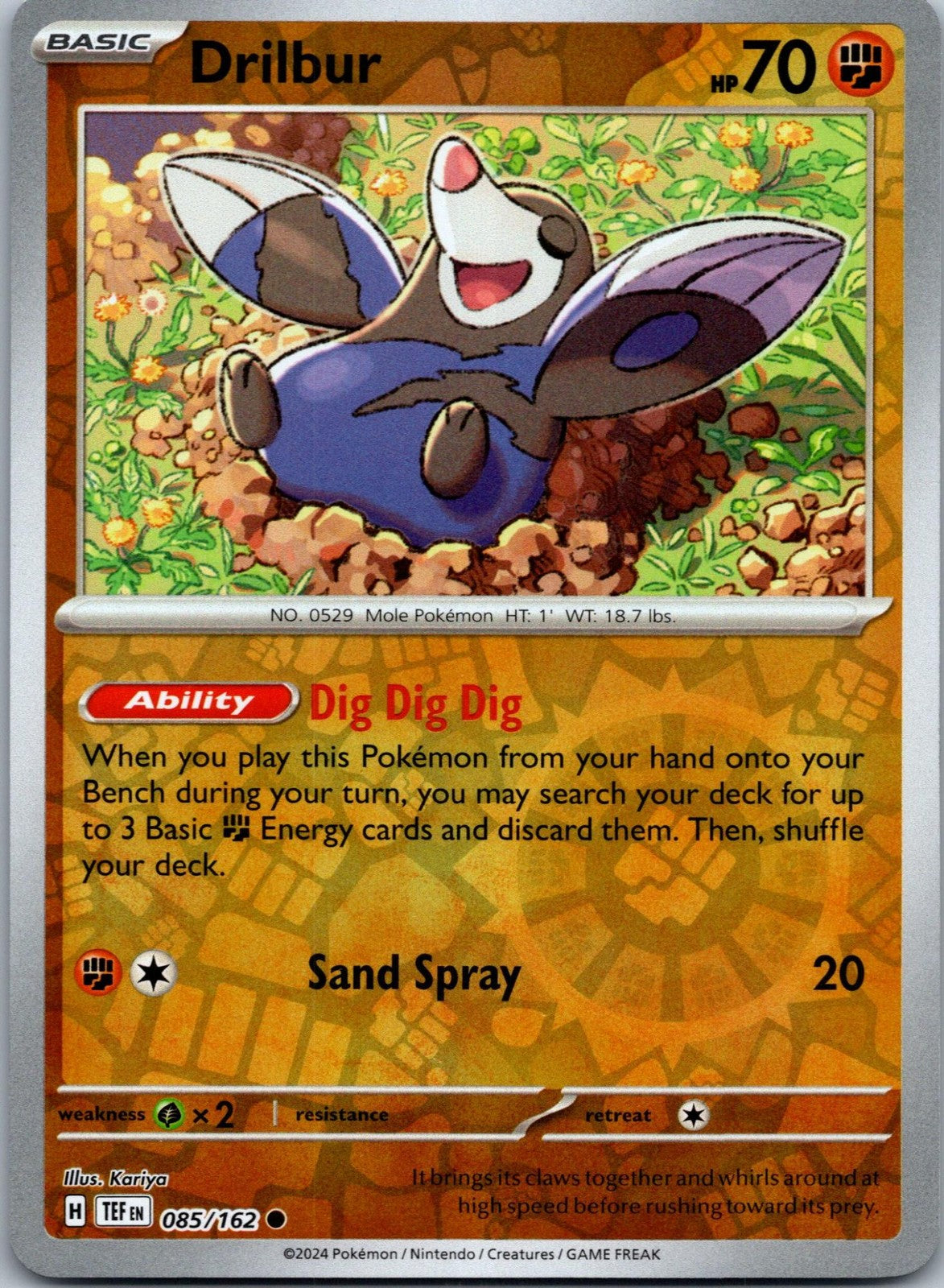 Drilbur 085/162 Common Temporal Forces Pokemon Near Mint