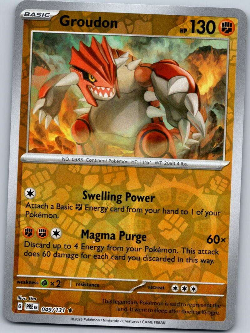 Groudon 049/131 Rare Prismatic Evolutions Pokemon Reverse Holo Near Mint