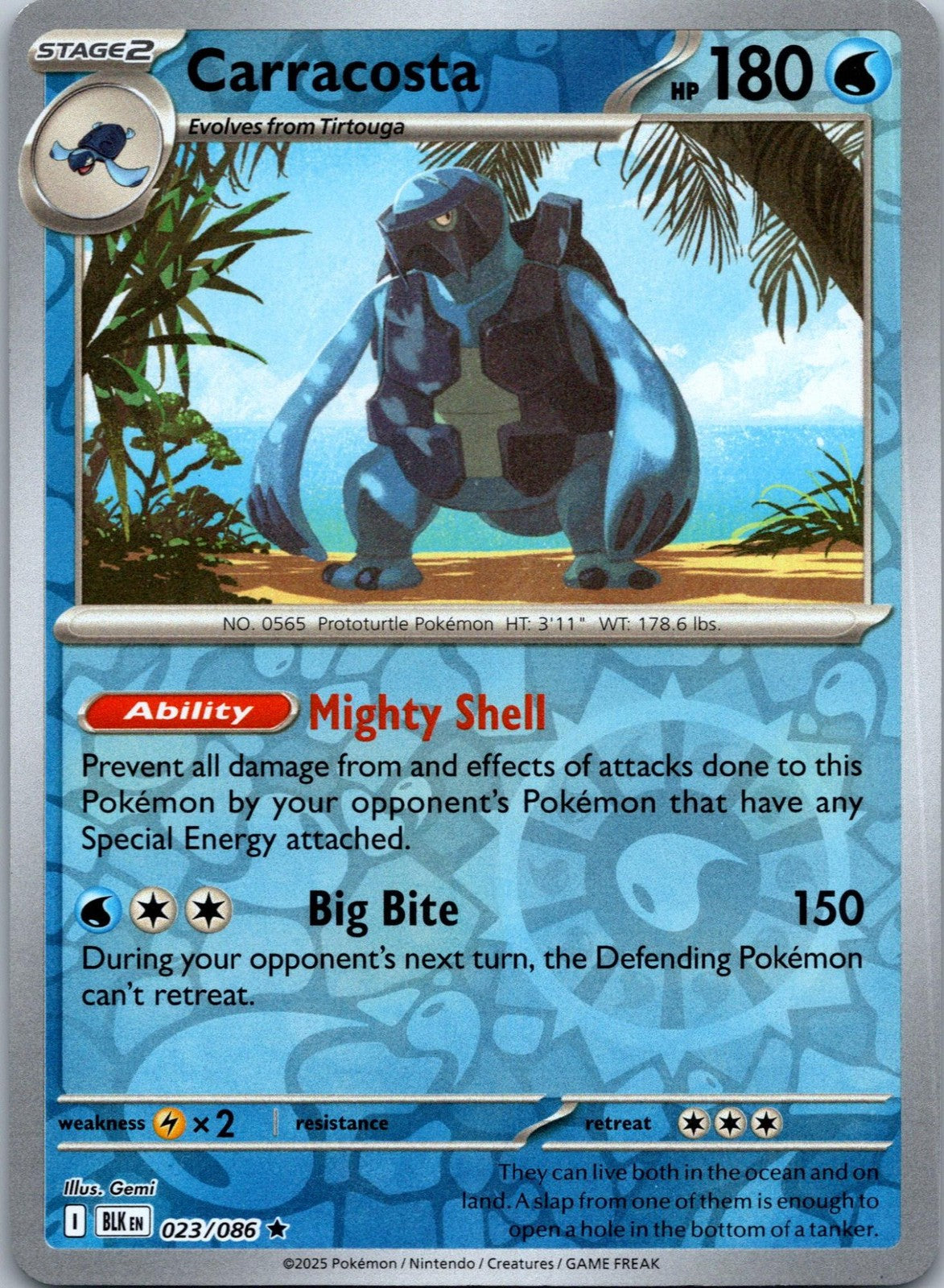 Carracosta 023/086 Rare Black Bolt Pokemon Near Mint