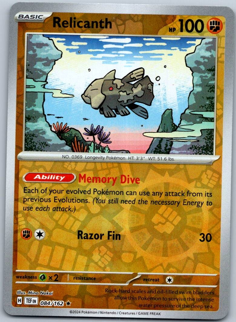 Relicanth 084/162 Rare Temporal Forces Pokemon Reverse Holo Near Mint