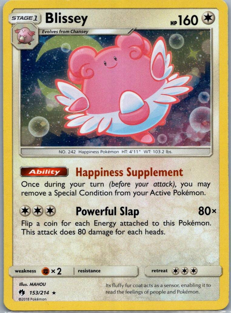 Blissey 153/214 Holo Rare Lost Thunder Pokemon Near Mint