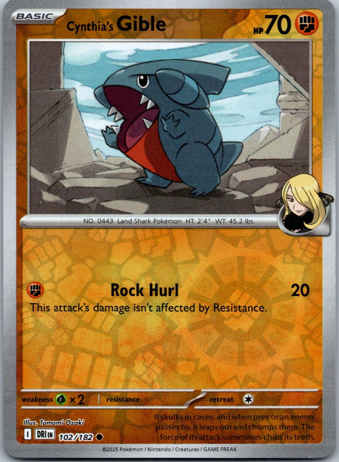 Cynthia's Gible 102/182 Common Destined Rivals Pokemon Near Mint