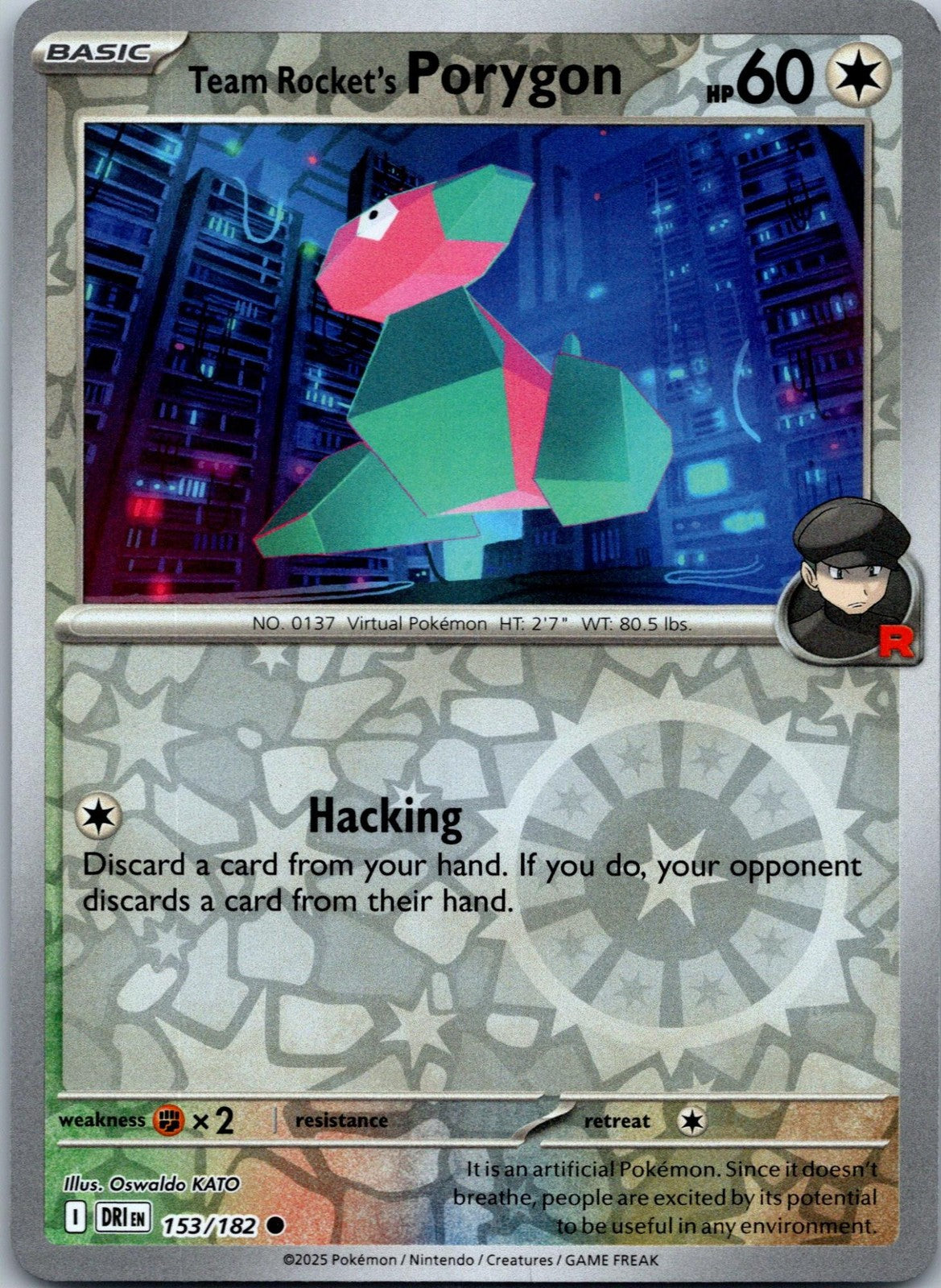 Team Rocket's Porygon 153/182 Common Destined Rivals Pokemon Near Mint