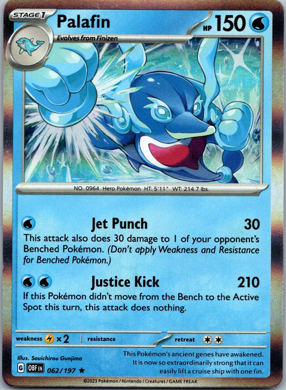 Palafin 062/197 Rare Obsidian Flames Pokemon Near Mint