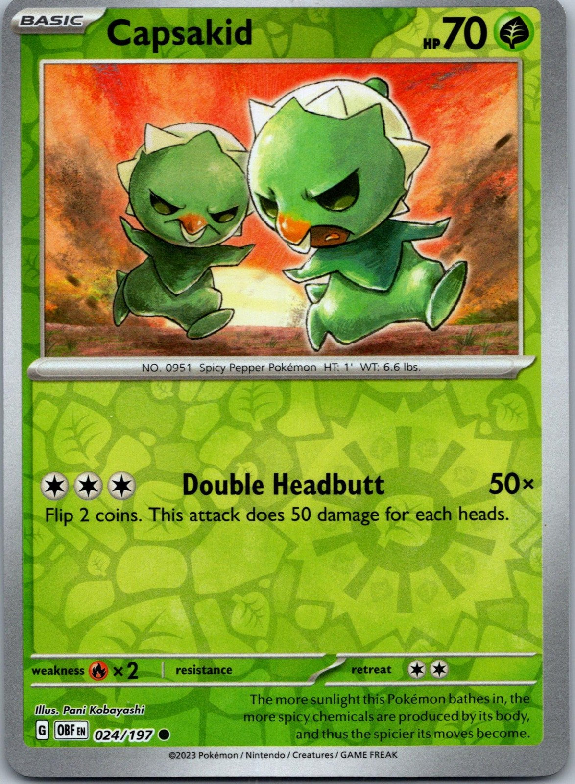 Capsakid 024/197 Common Obsidian Flames Pokemon Near Mint