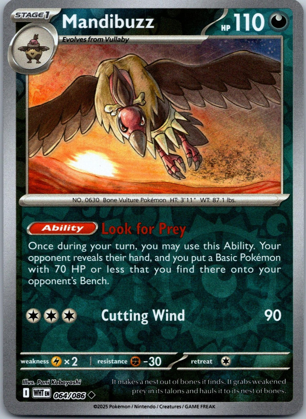 Mandibuzz 064/086 Uncommon White Flare Pokemon Near Mint