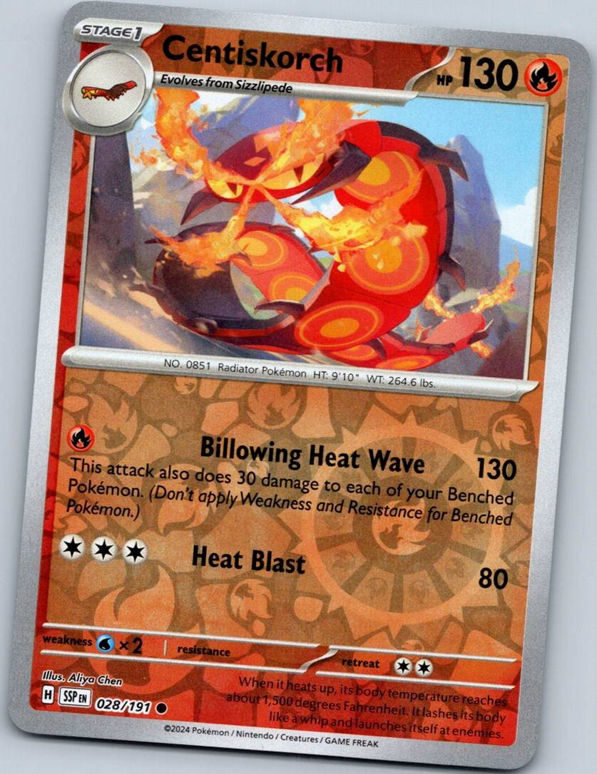 Centiskorch 028/191 Common Surging Sparks Pokemon Reverse Holo Near Mint