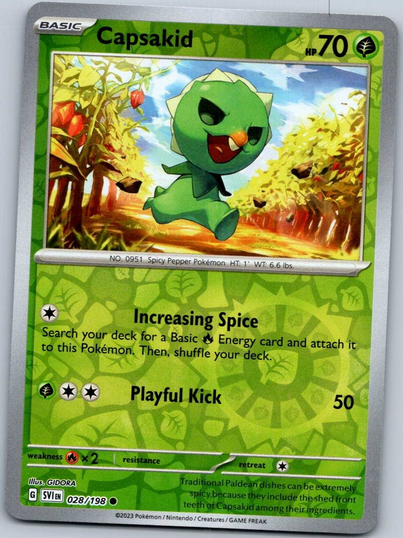 Capsakid 028/198 Common Scarlet & Violet Pokemon Reverse Holo Near Mint