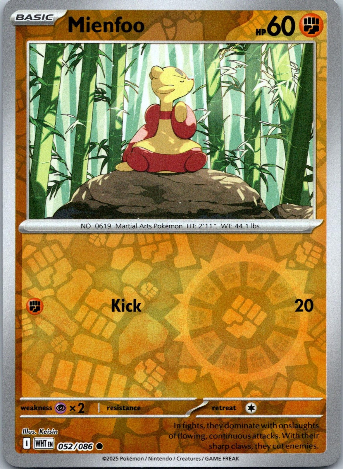 Mienfoo 052/086 Common White Flare Pokemon Near Mint