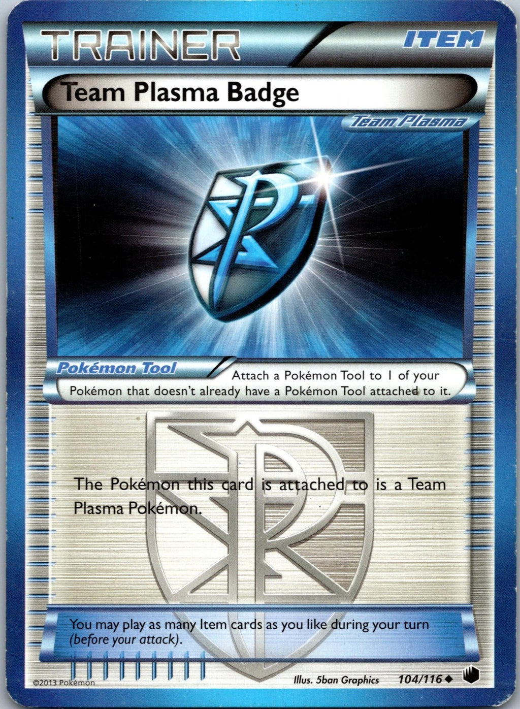 Team Plasma Badge 104/116 Uncommon Plasma Freeze Pokemon Near Mint