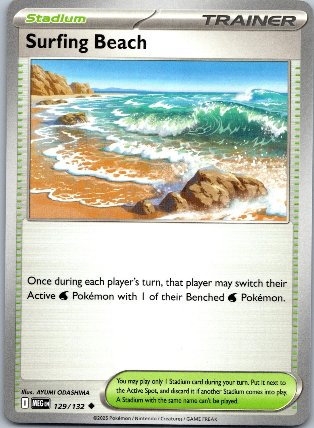 Surfing Beach 129/132 Uncommon Mega Evolution Pokemon Near Mint