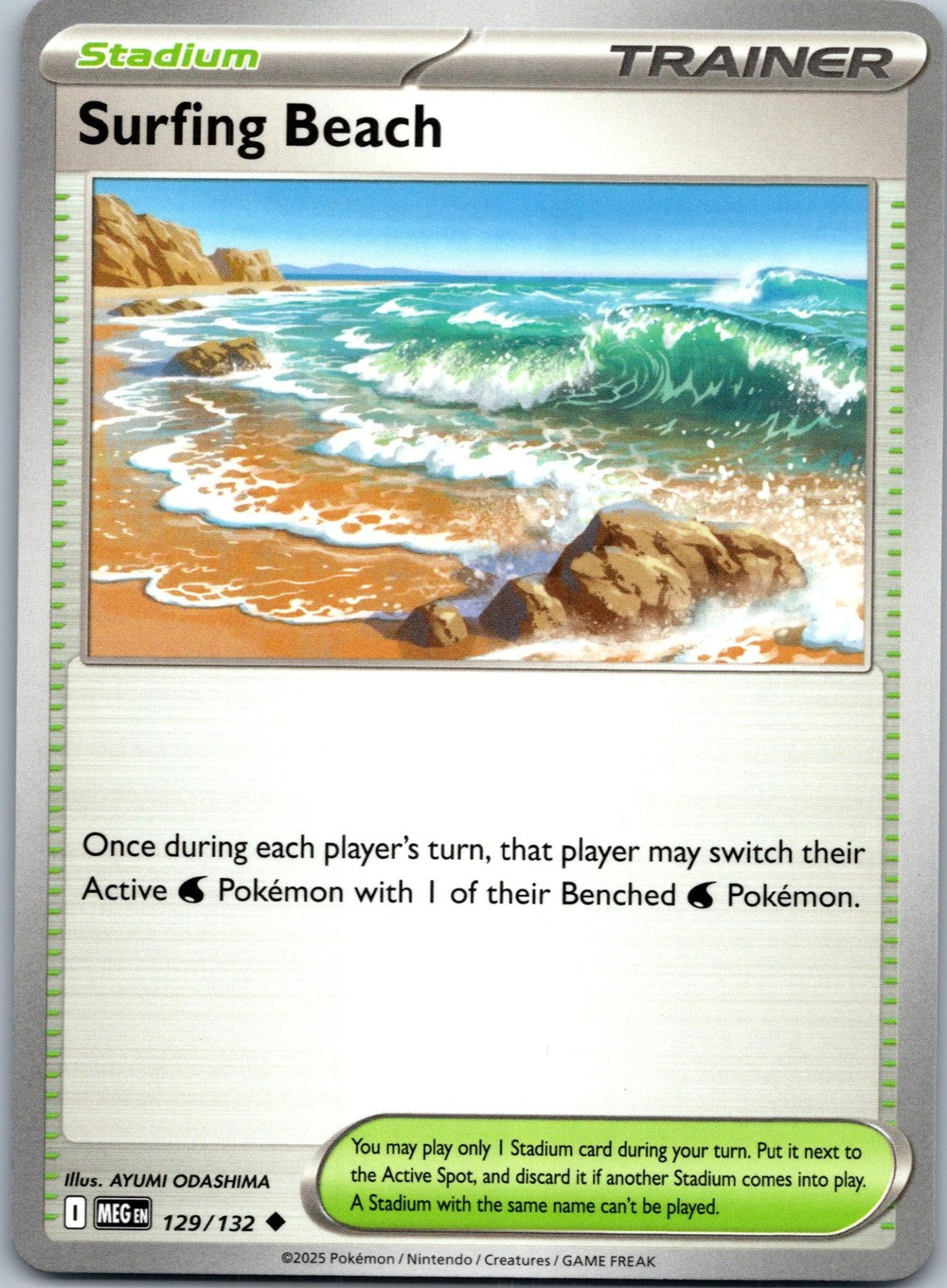 Surfing Beach 129/132 Uncommon Mega Evolution Pokemon Near Mint