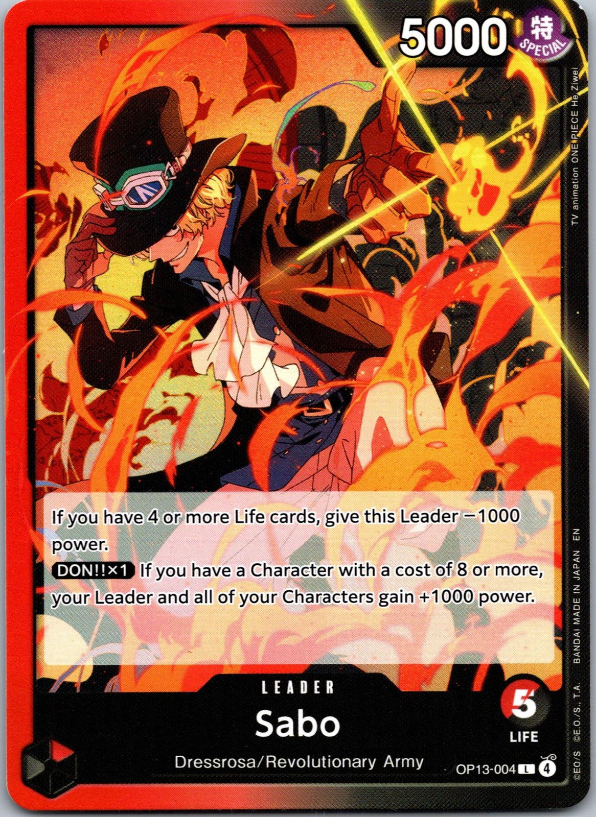 Sabo (004) OP13-004 Leader Carrying On His Will One Piece Near Mint