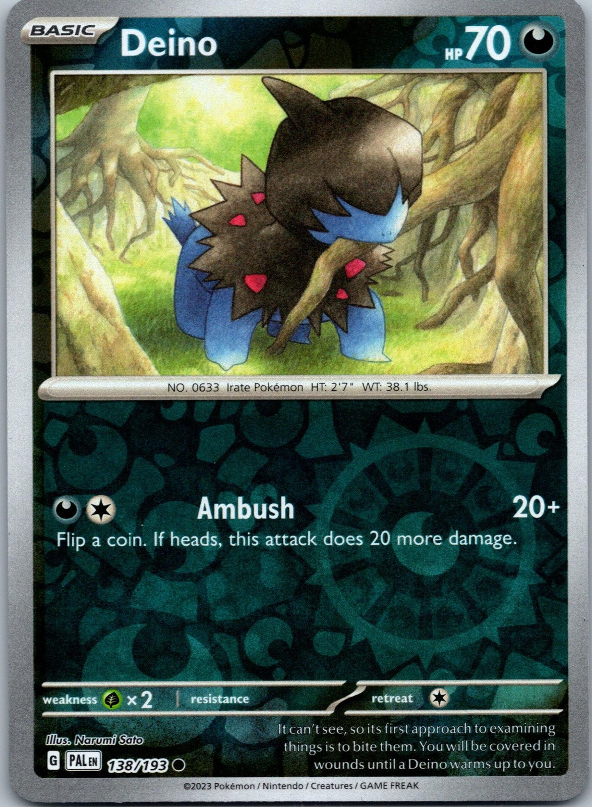 Deino 138/193 Common Paldea Evolved Pokemon Near Mint