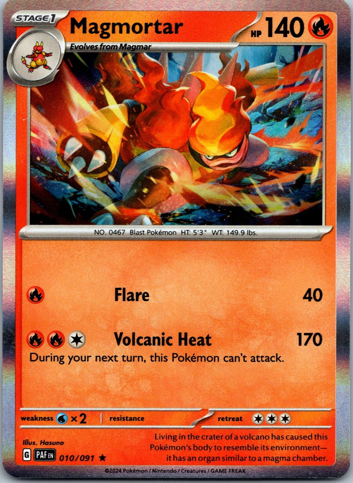 Magmortar 010/091 Rare Paldean Fates Pokemon Near Mint