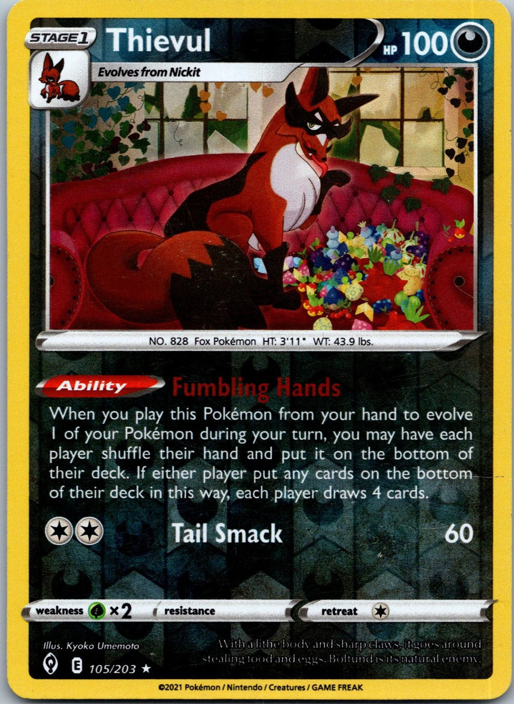 Thievul 105/203 Rare Evolving Skies Pokemon Near Mint
