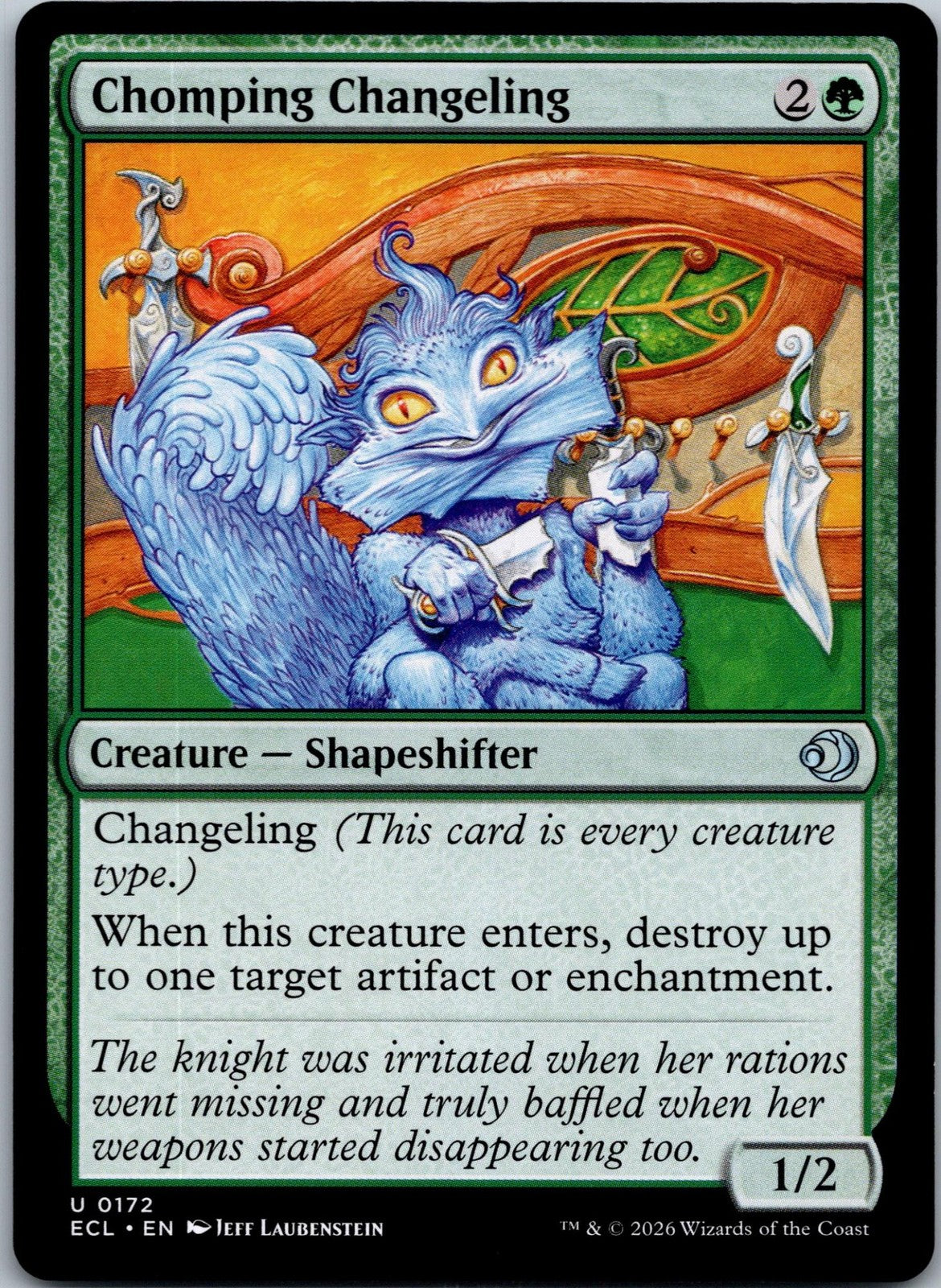 Chomping Changeling 172 Uncommon Lorwyn Eclipsed Magic: The Gathering Near Mint