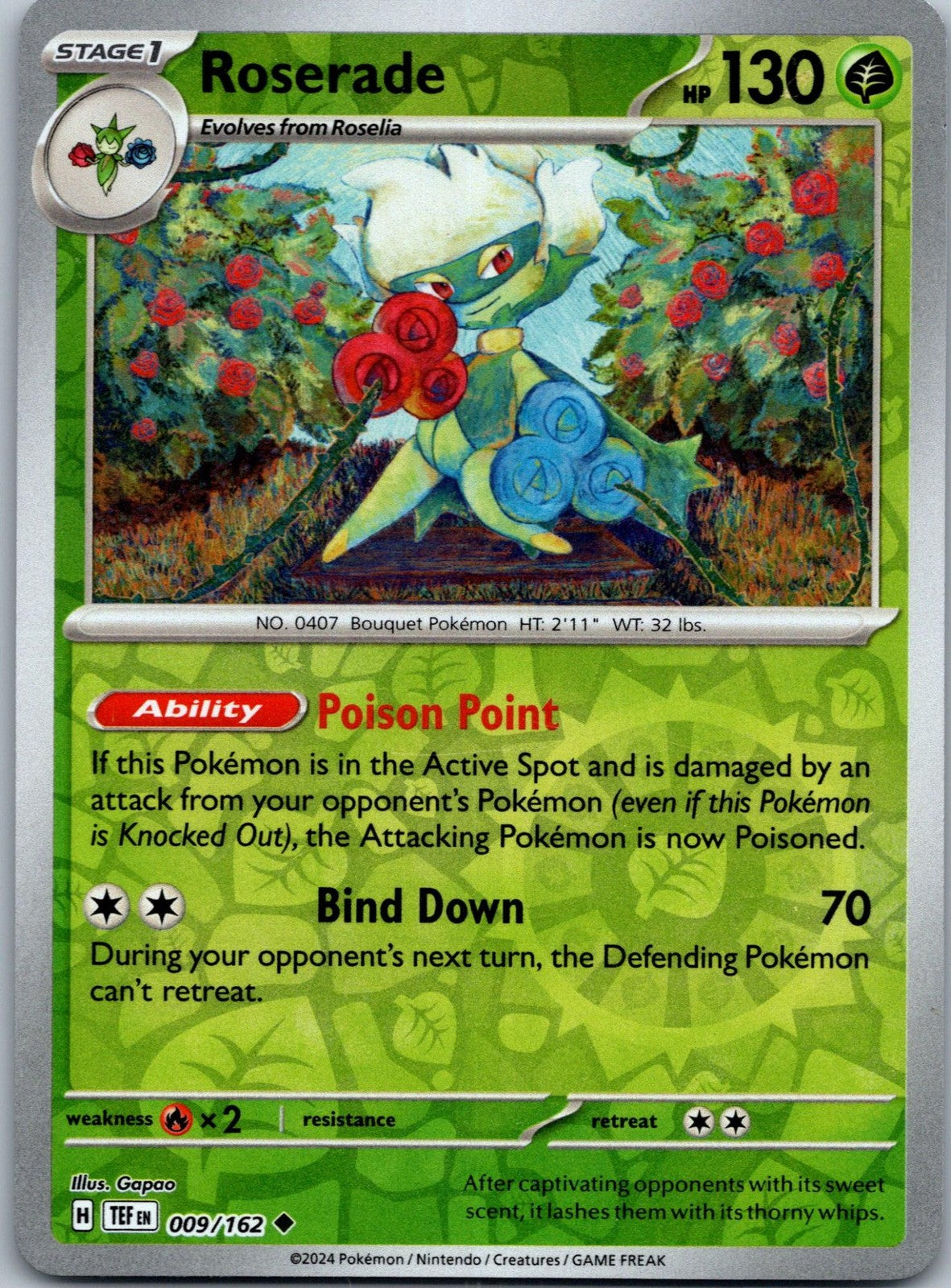 Roserade 009/162 Uncommon Temporal Forces Pokemon Near Mint