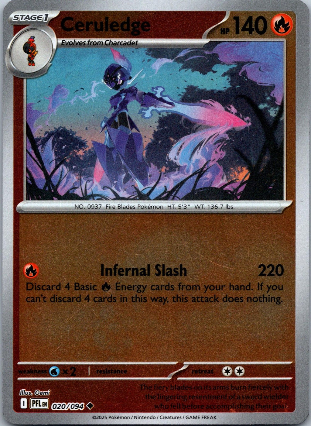 Ceruledge 020/094 Uncommon Phantasmal Flames Pokemon Near Mint