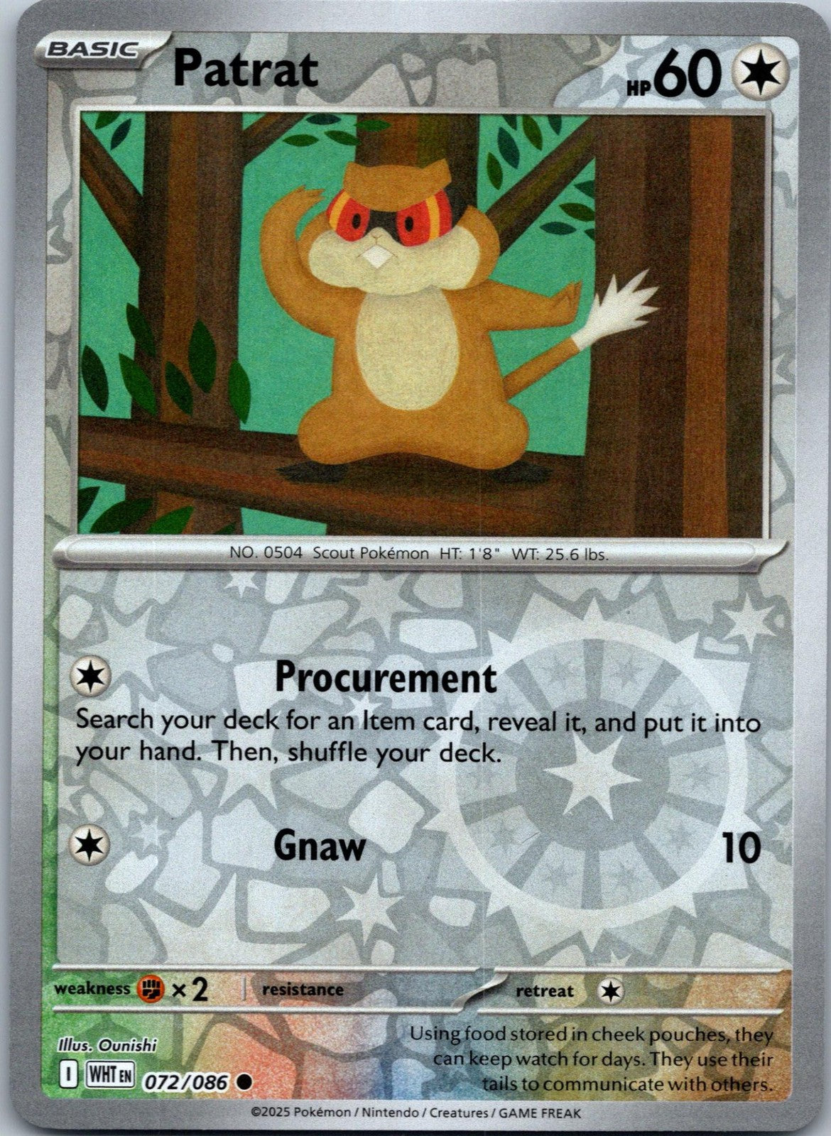 Patrat 072/086 Common White Flare Pokemon Near Mint