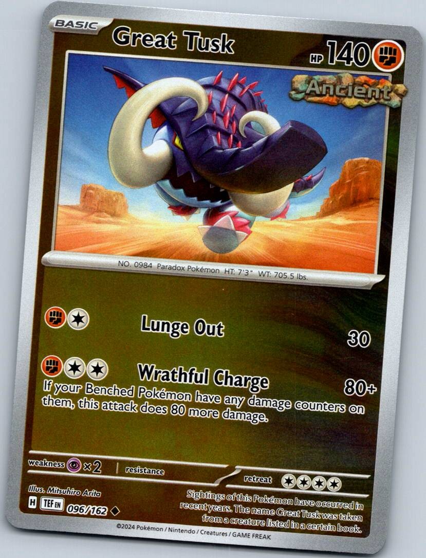 Great Tusk 096/162 ReverseTemporal Forces Pokemon Near Mint