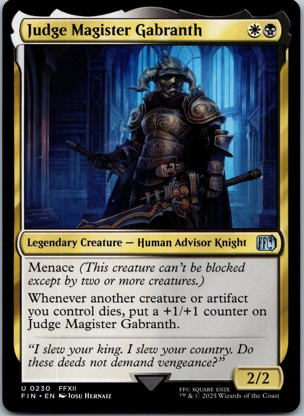Judge Magister Gabranth 230 Uncommon FINAL FANTASY Magic: The Gathering NM