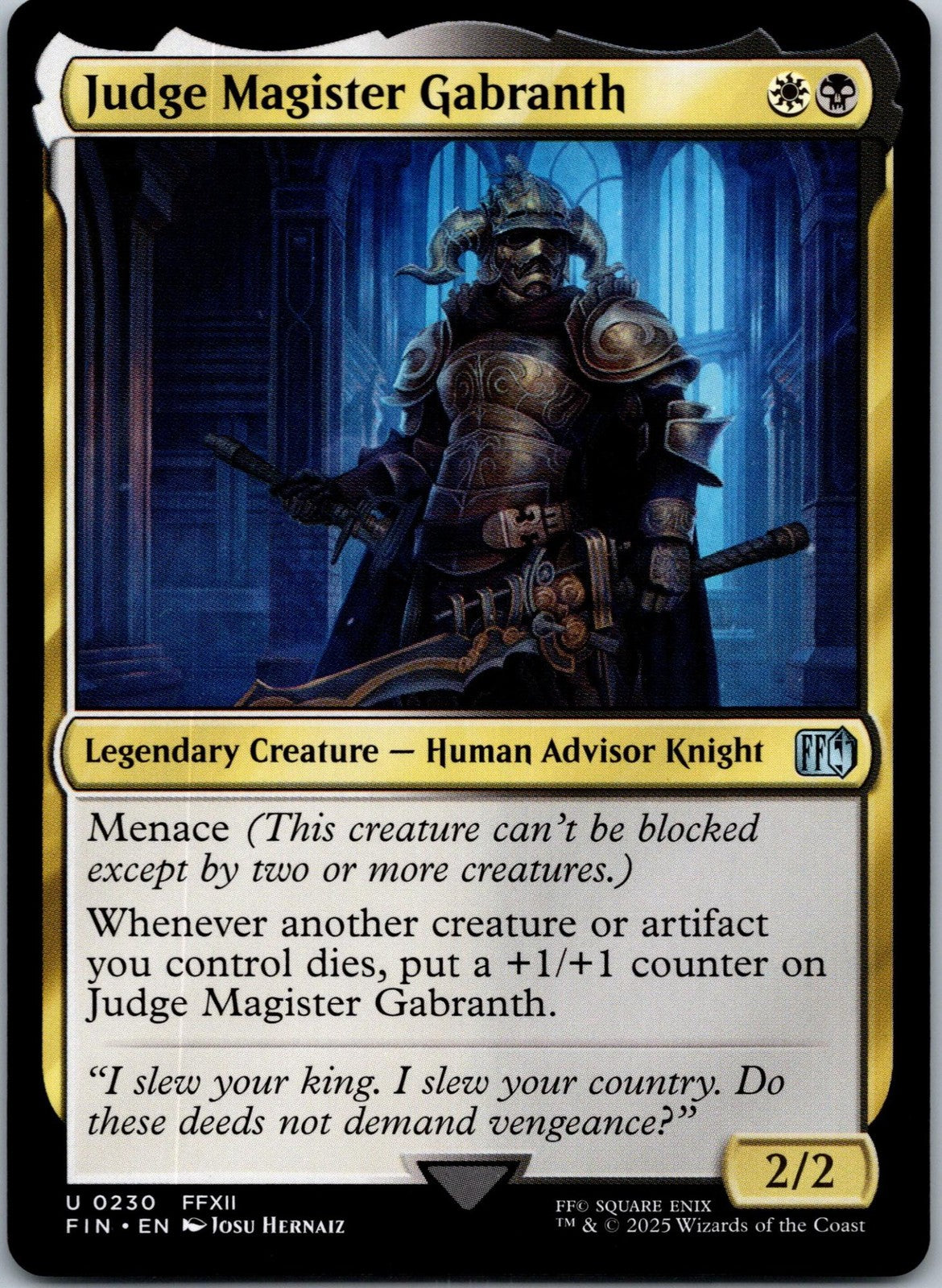 Judge Magister Gabranth 230 Uncommon FINAL FANTASY Magic: The Gathering NM