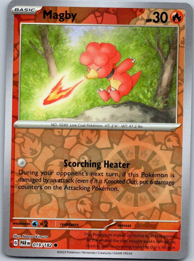 Magby 019/182 Common Paradox Rift Pokemon Reverse Holo Near Mint