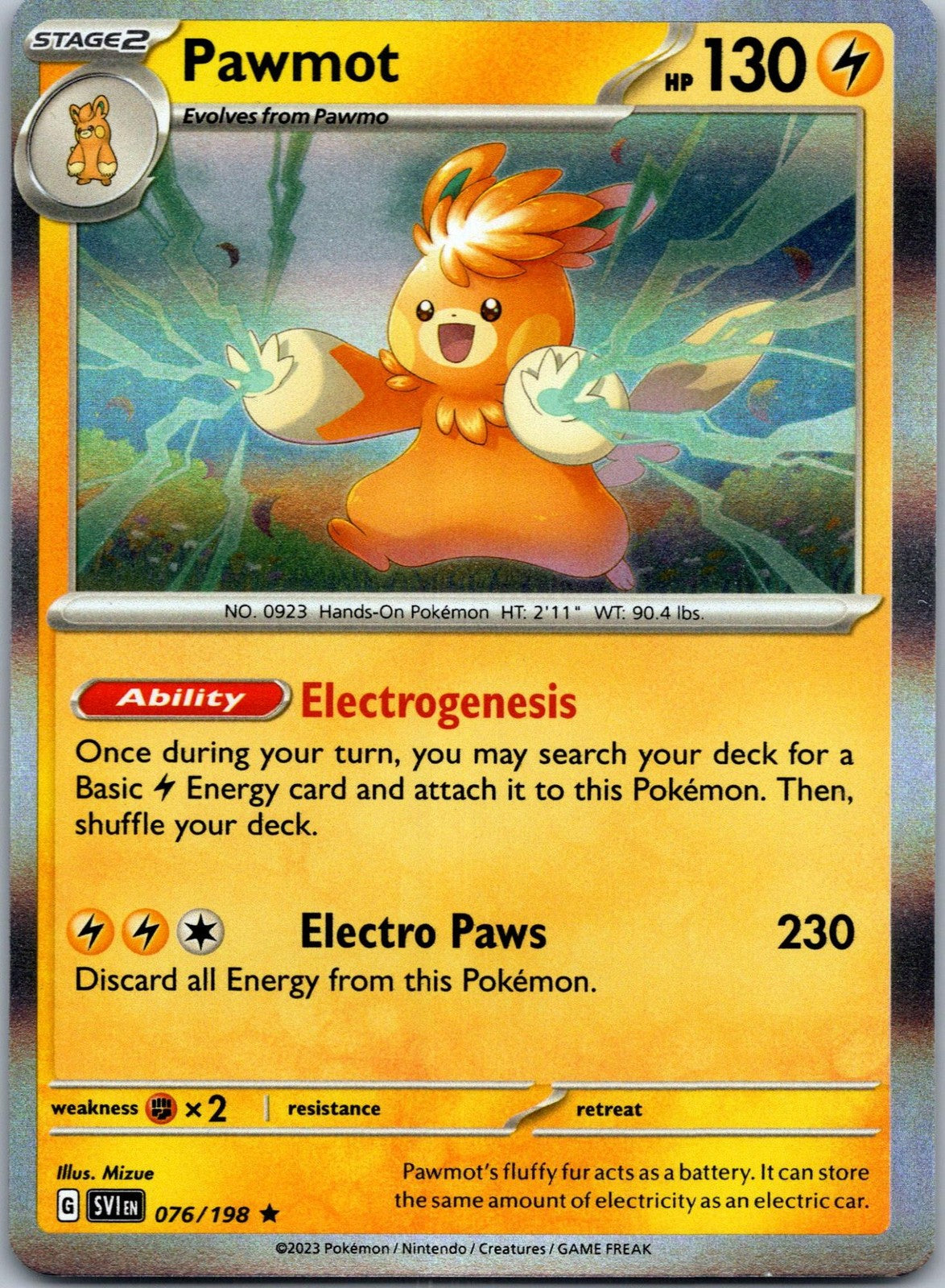 Pawmot 076/198 Rare Scarlet & Violet Pokemon Near Mint