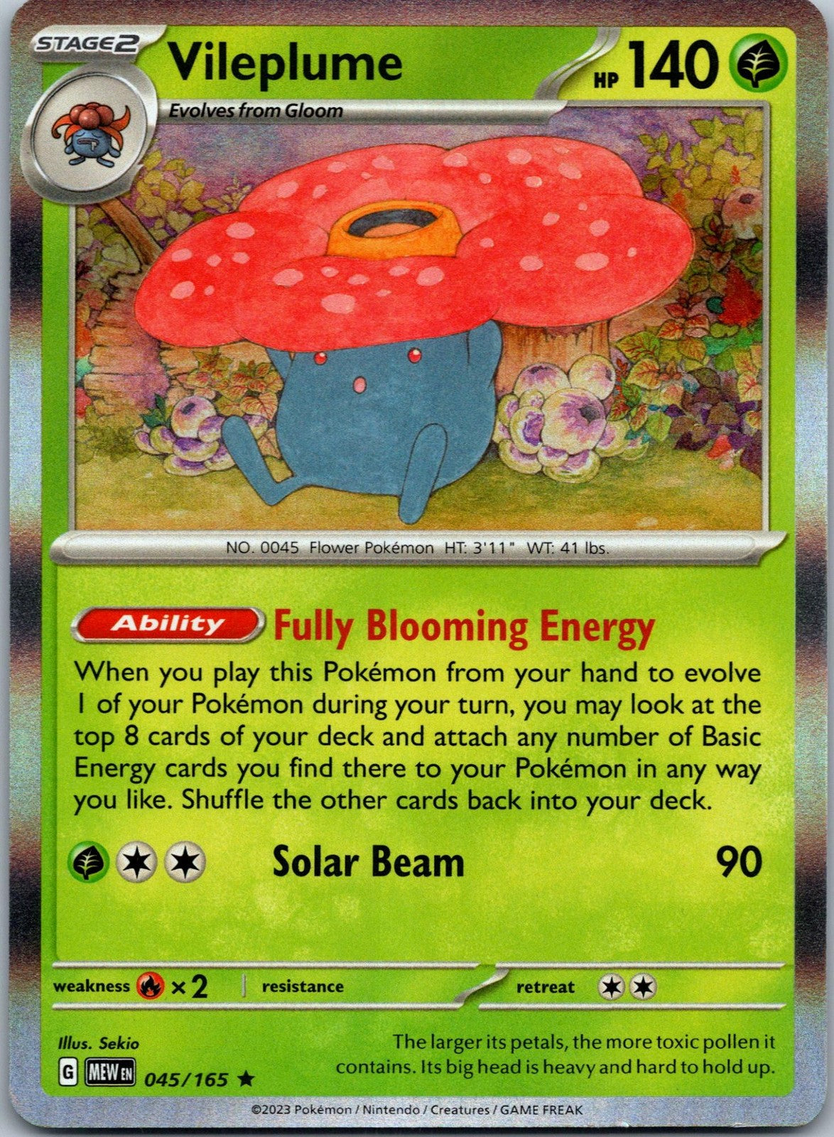 Vileplume 045/165 Rare 151 Pokemon Near Mint